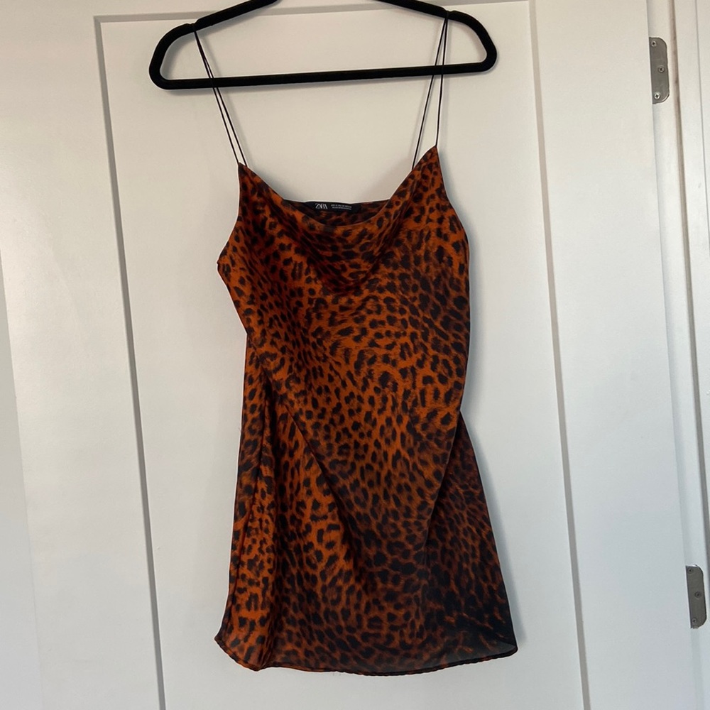Cheetah print silky tank dress